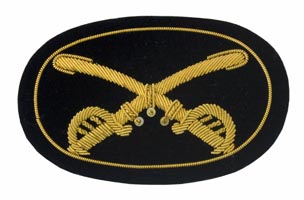 Style: 595 Crossed Saber Cavalry  Officers Embroidered Hat Badge