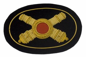 Style: 596 Artillery Officers Cannon Embroidered Hat Badge